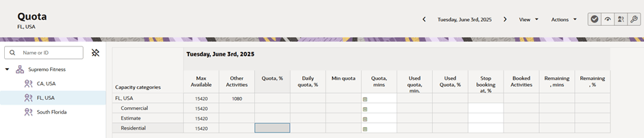 This figure shows Quota page from which you view and manage quota