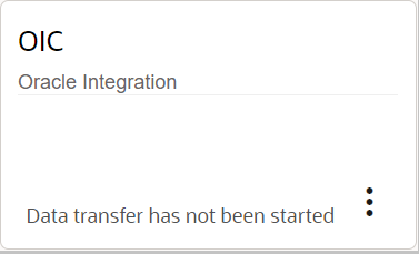 This screenshot shows a newly added Oracle Integration application with the status 'Data Transfer Not Started'.