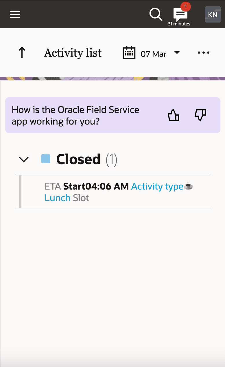 This screenshot shows the banner for feedback on mobile devices.