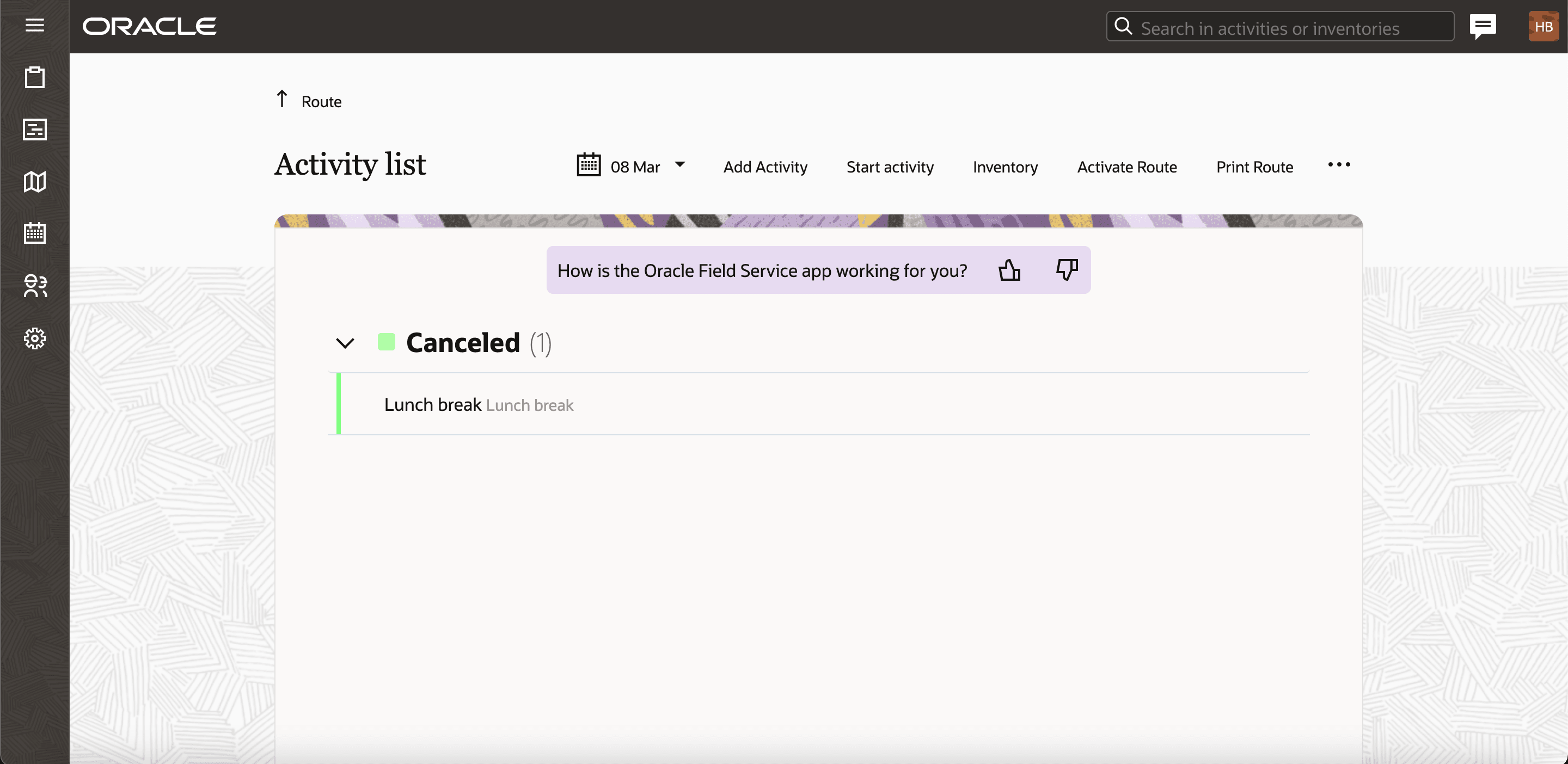 This screenshot shows the banner for feedback on a large screen mobile device.