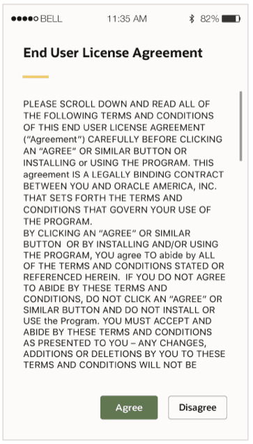 Image shows End User License page.