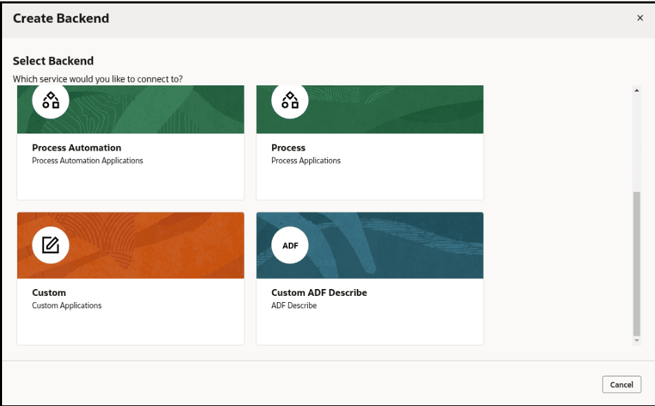 This screenshot shows the Custom Backend.