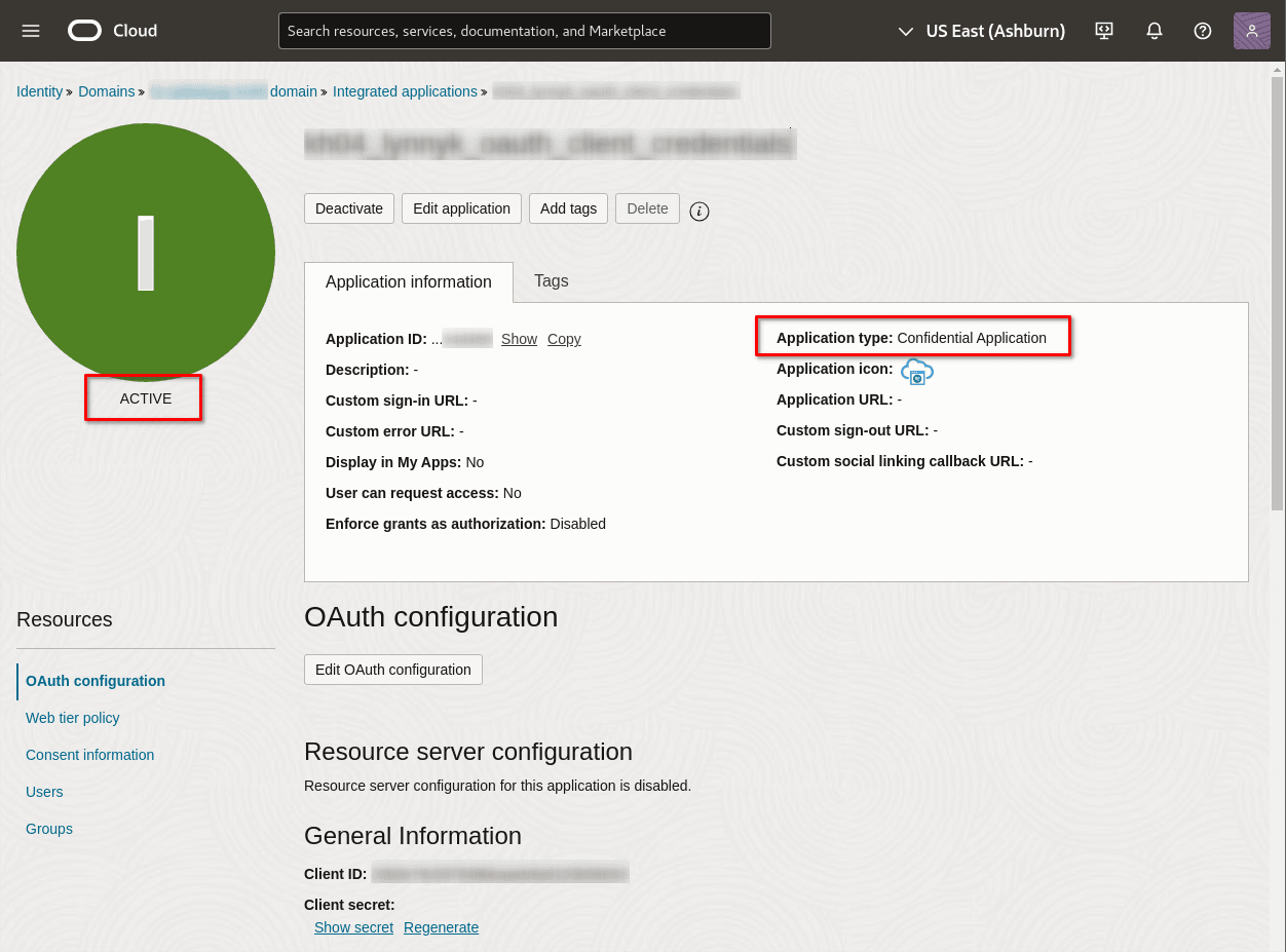 This screenshot shows the IDCS Configuration screen.