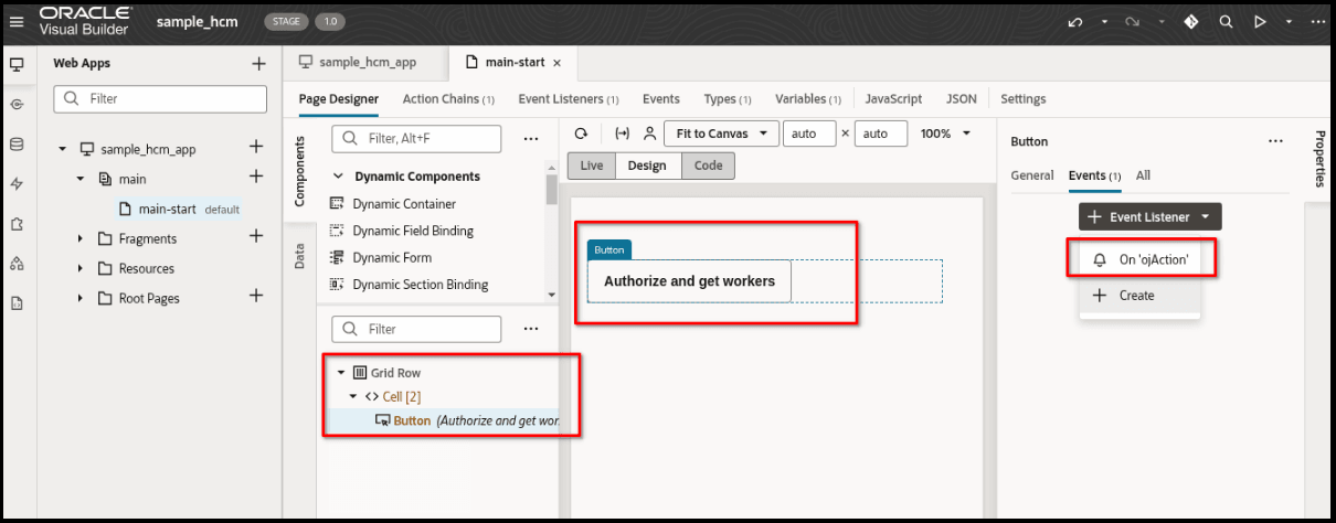 This screenshot shows the add button configuration.
