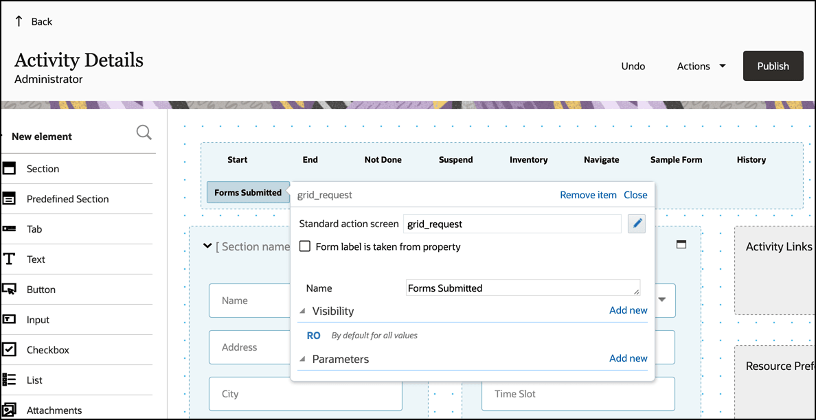 This scrrenshot shows the Activity Details page for Form integration