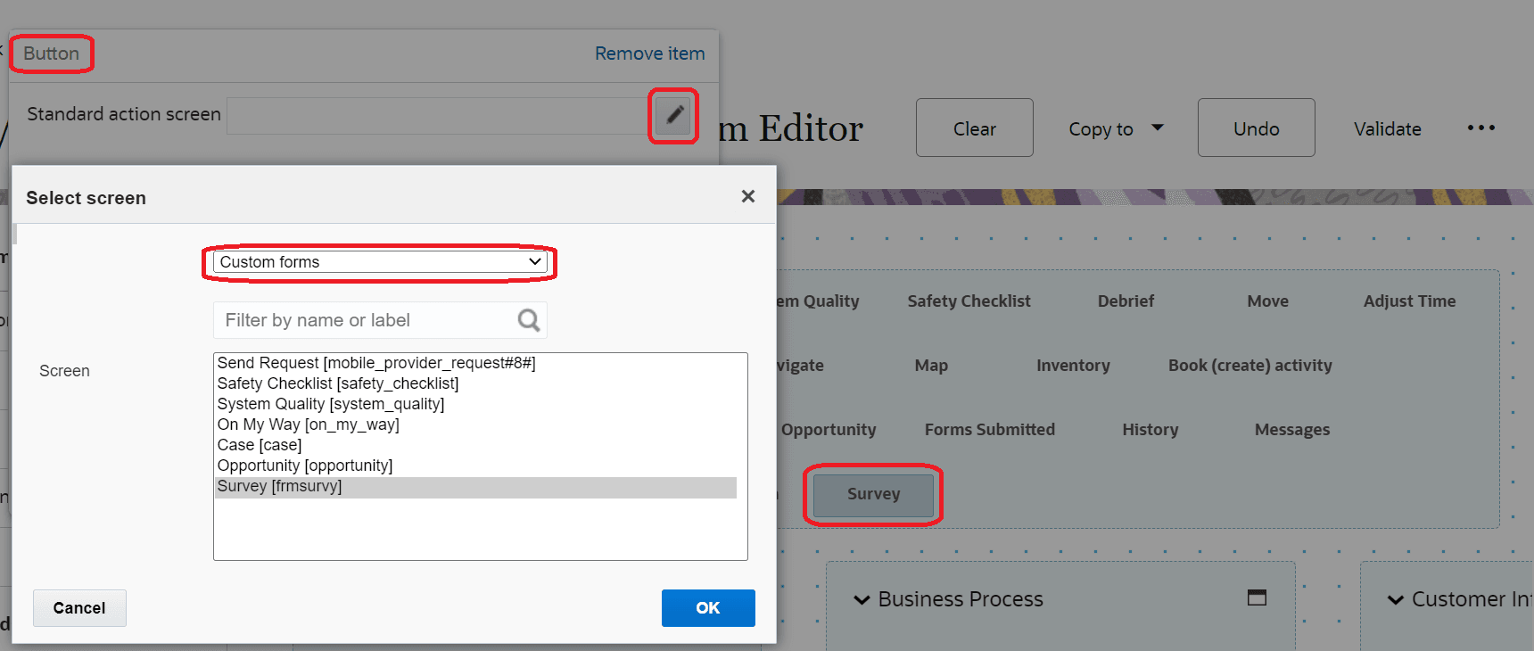 This screenshot shows a Form being added to the Activity Details context layout.