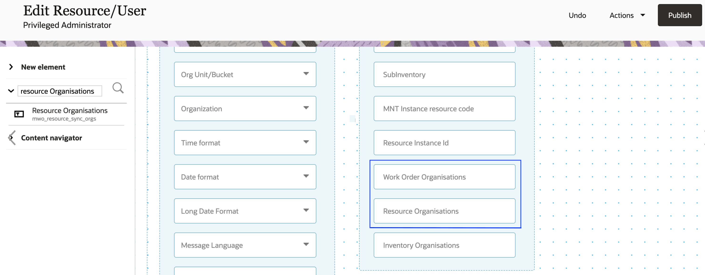 This screenshot shows the Edit Resource Layout page.