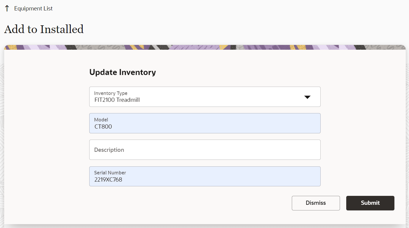 This screenshot shows the Add to installed inventory dialog box.