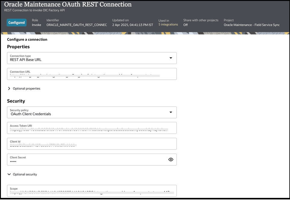 The screenshot describes creating OFS Fusion Adapter connection.