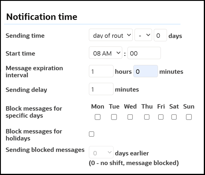 This screenshot shows the Notifications settings of the Settings Tab.