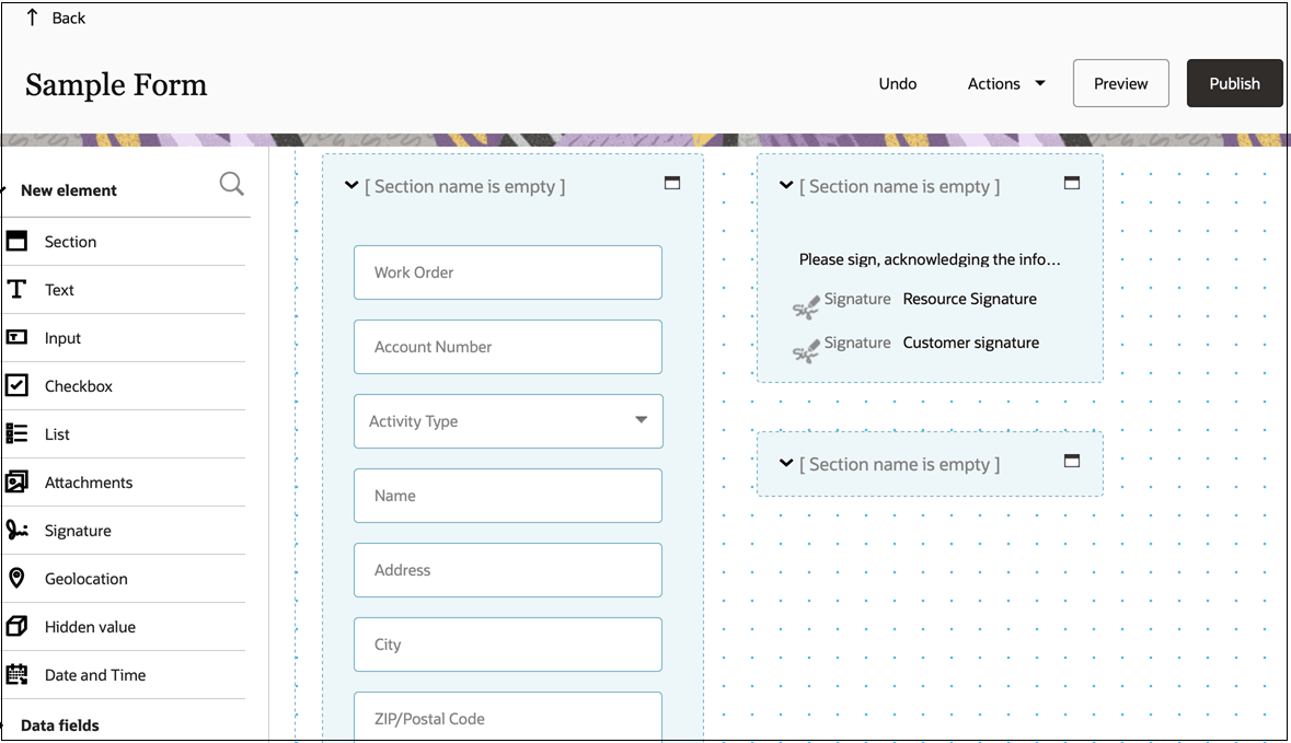 This screenshot shows the Visual Form Editor.