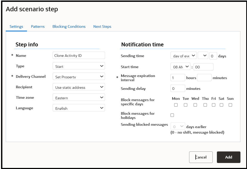 this screenshot displays the scenario steps.