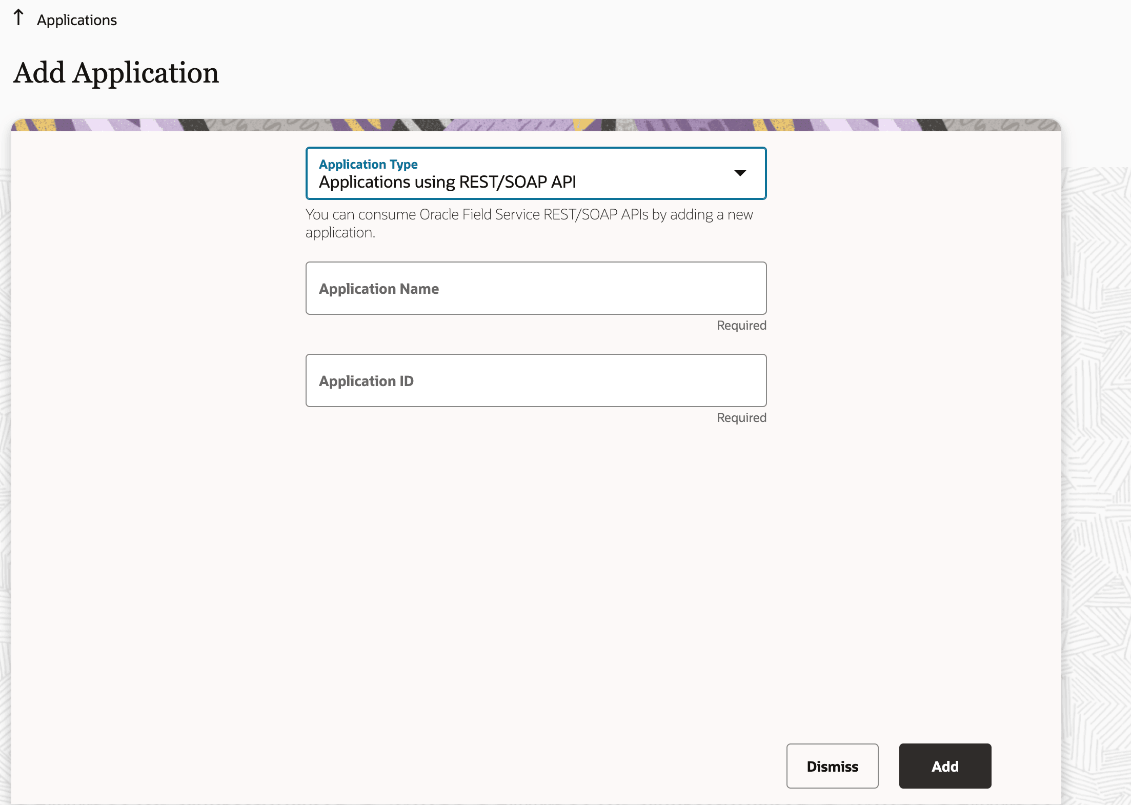 The screenshot describes creating REST/SOAP API application.