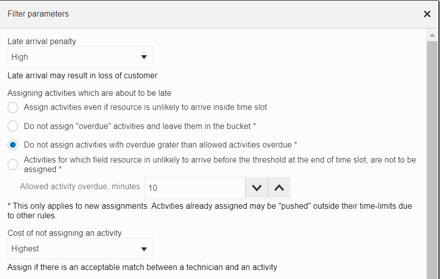 Image shows Update activities assignment rule dialog box