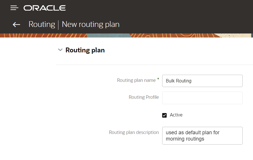 Image shows Add Routing Plan screen.