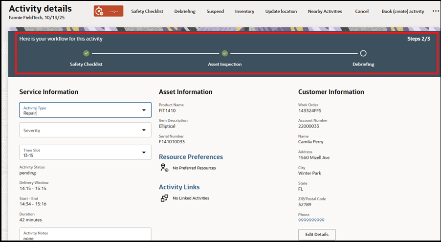 This screenshot shows the workflow horizontal view
