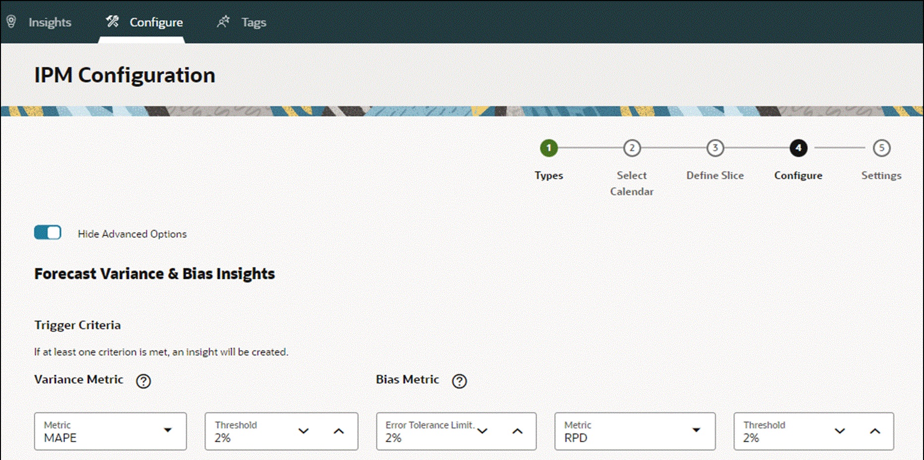 Configure Forecast Variance & Bias Insight