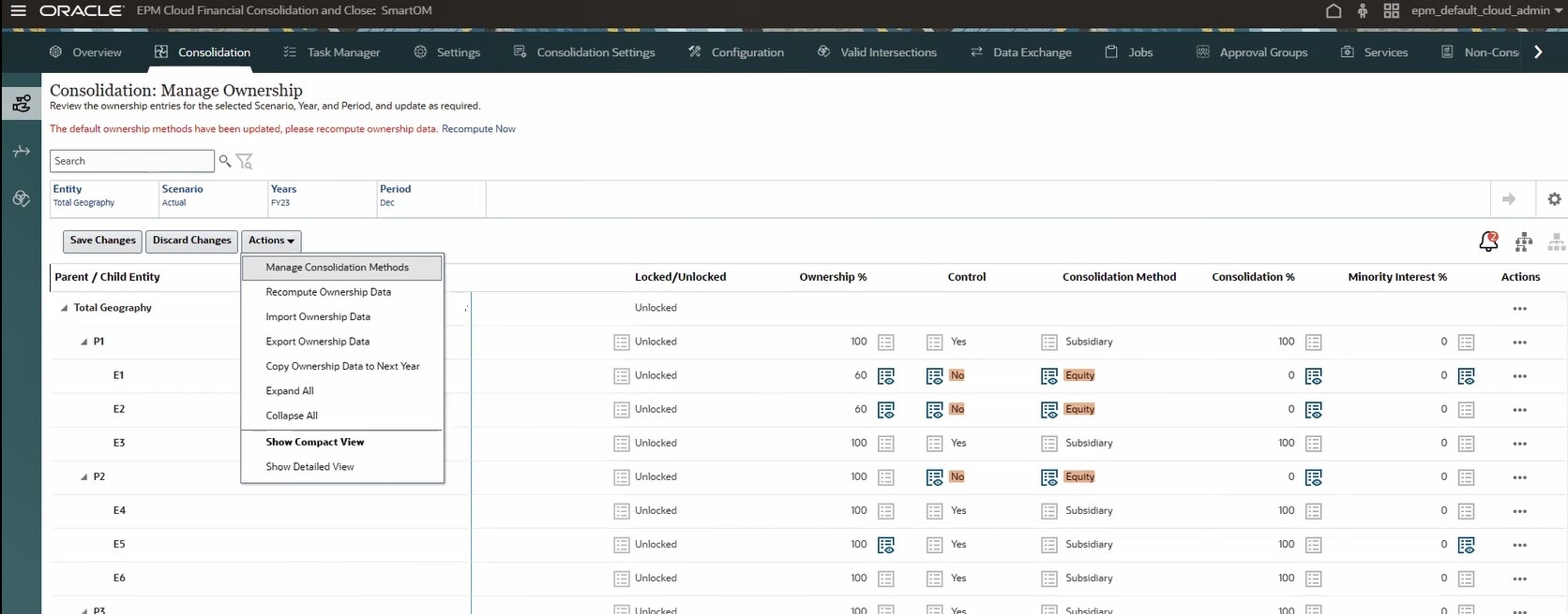 Manage Ownership screen