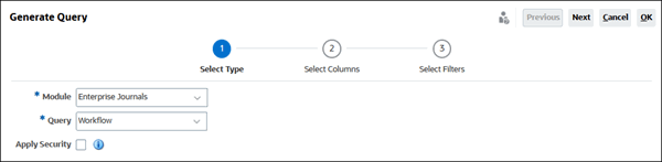 generate query dialog