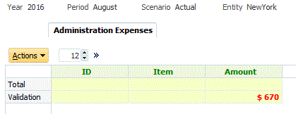 Example of Form Validation row