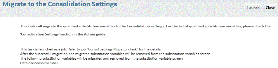 Variable Migration launch page