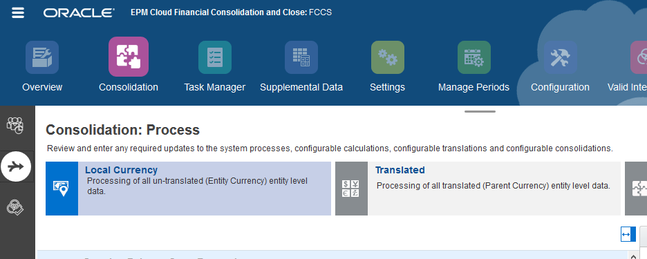 consol process: local currency