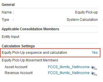 Equity Pickup panel