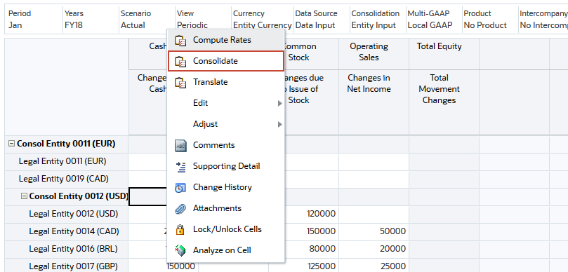 Actions Menu