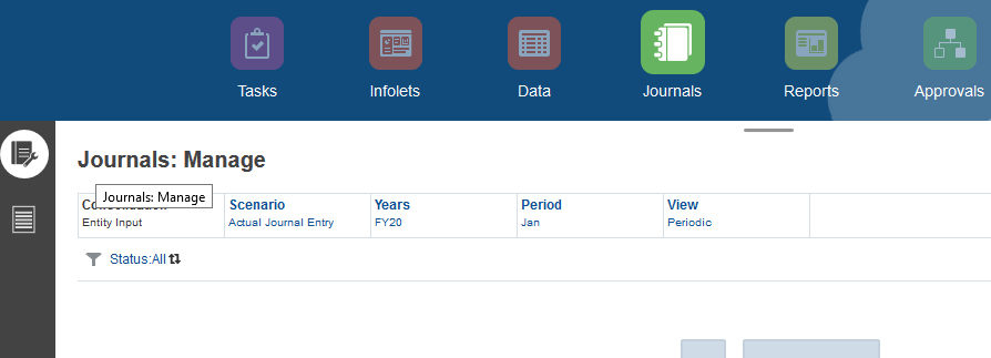 manage journals tab