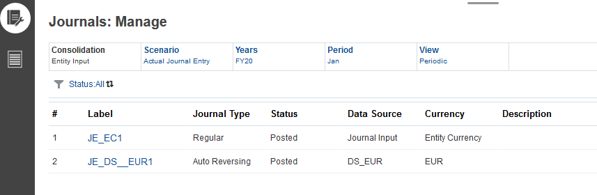 manage journals tab