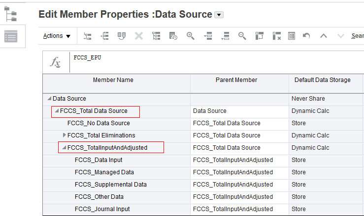 data source dimension member properties