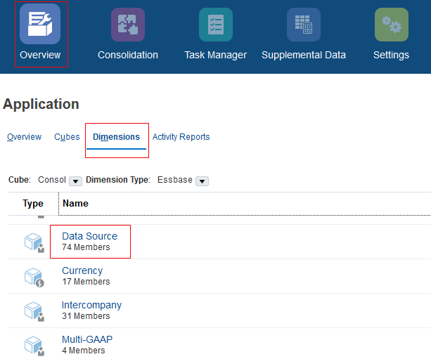 Navigate to data source dimension