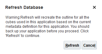 Refresh Database wraning prompt