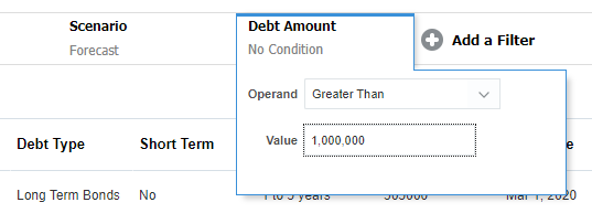 Debt Amount filter