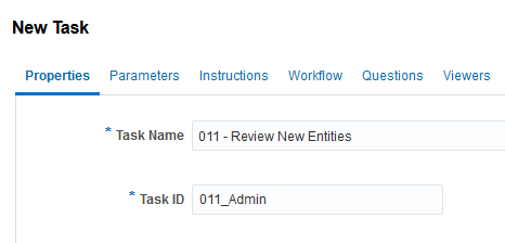 Task Name and ID fields