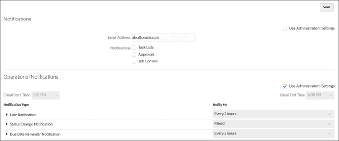 Operational Notifications Section Displayed as Read-only