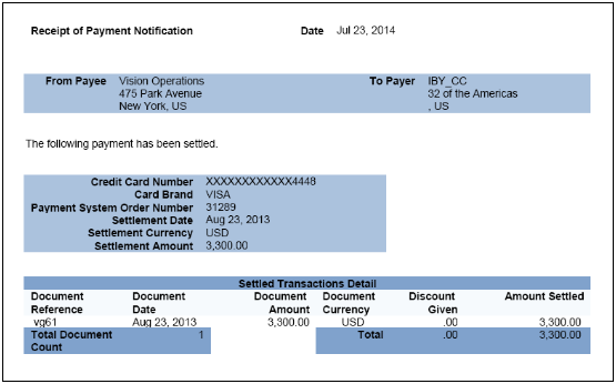 This figure illustrates an example of the Funds Capture Payer Notification report.