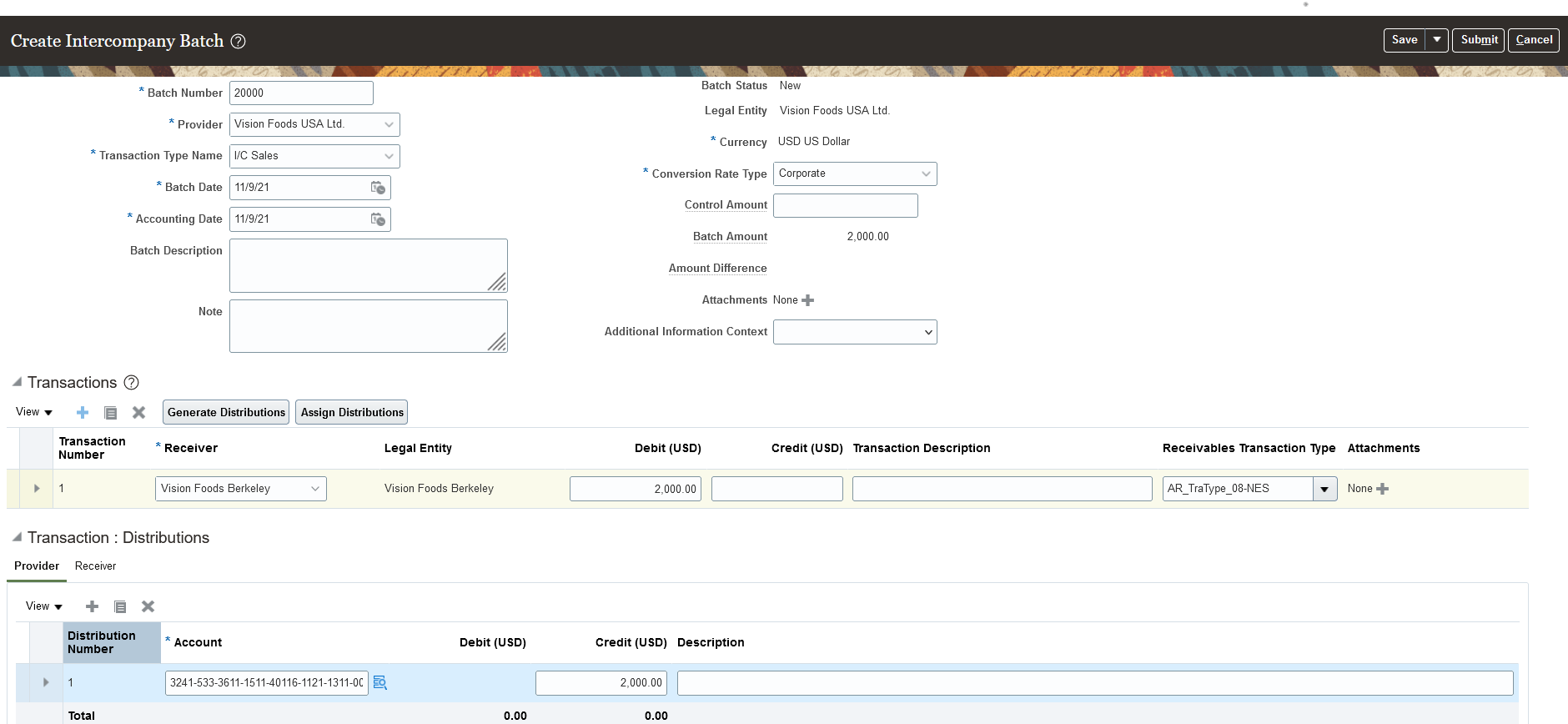 The screenshot illustrates that when we create transactions, the distributions are automatically created.