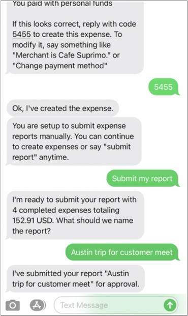 This screenshot shows how you can submit an expense report manually.