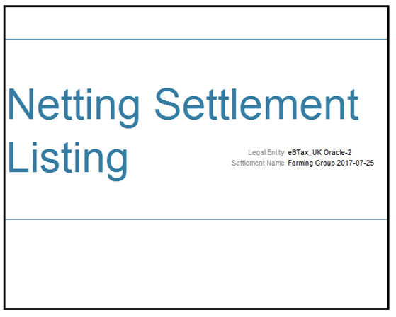 The image describes the header tab of a sample Netting Settlement Listing Title.