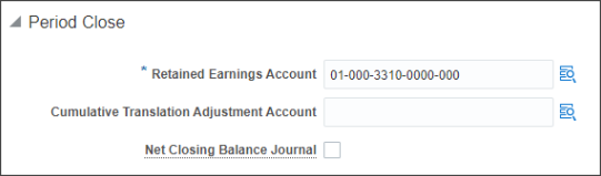 This image shows the Net Closing Balance Journal option on the Specify Ledger Options pages.