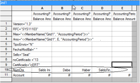 This graphic is a screenshot of the report grid.