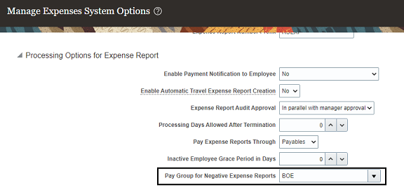 The image shows the Manage Expenses System option.