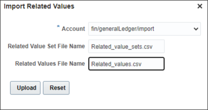 An example of the Import Related Values dialog box with sample values.