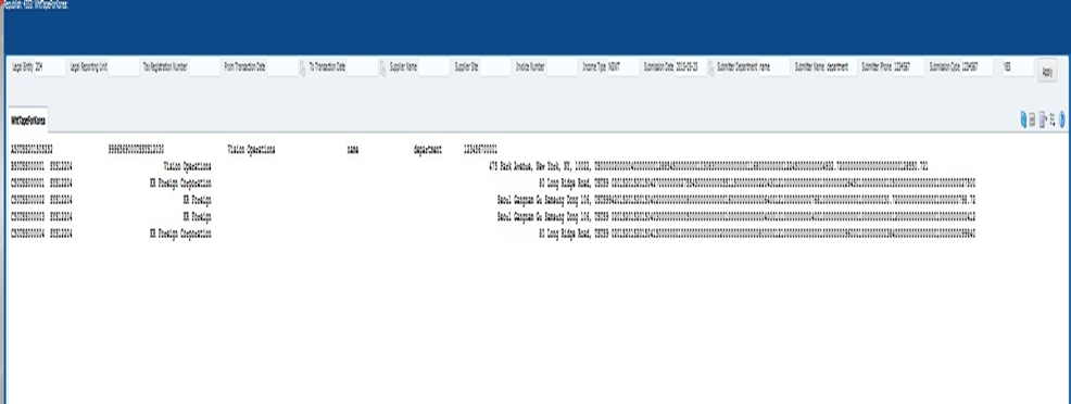 This image shows the Non-Resident Business and General Income Withholding Tape for Korea.