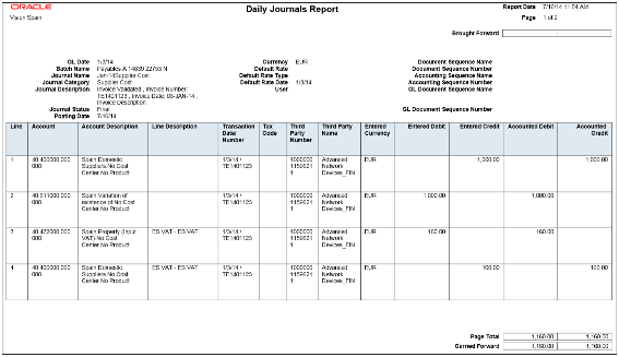 This figure shows the Daily Journals Report.