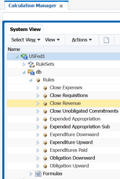 This image shows examples of allocation rules created for year-end close.