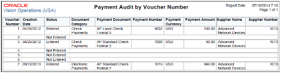 The Payment Audit by Voucher Number Report is illustrated in this graphic.