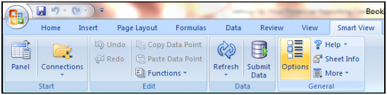 This figure shows the Smart View ribbon and task lists.