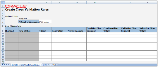 This figure shows the Create Cross-Validation Rules sheet.